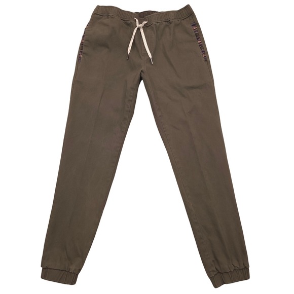 Wowie Pants - WOWIE Olive Green Jogger Pants Elastic Waist Drawstring Pockets Womens Medium